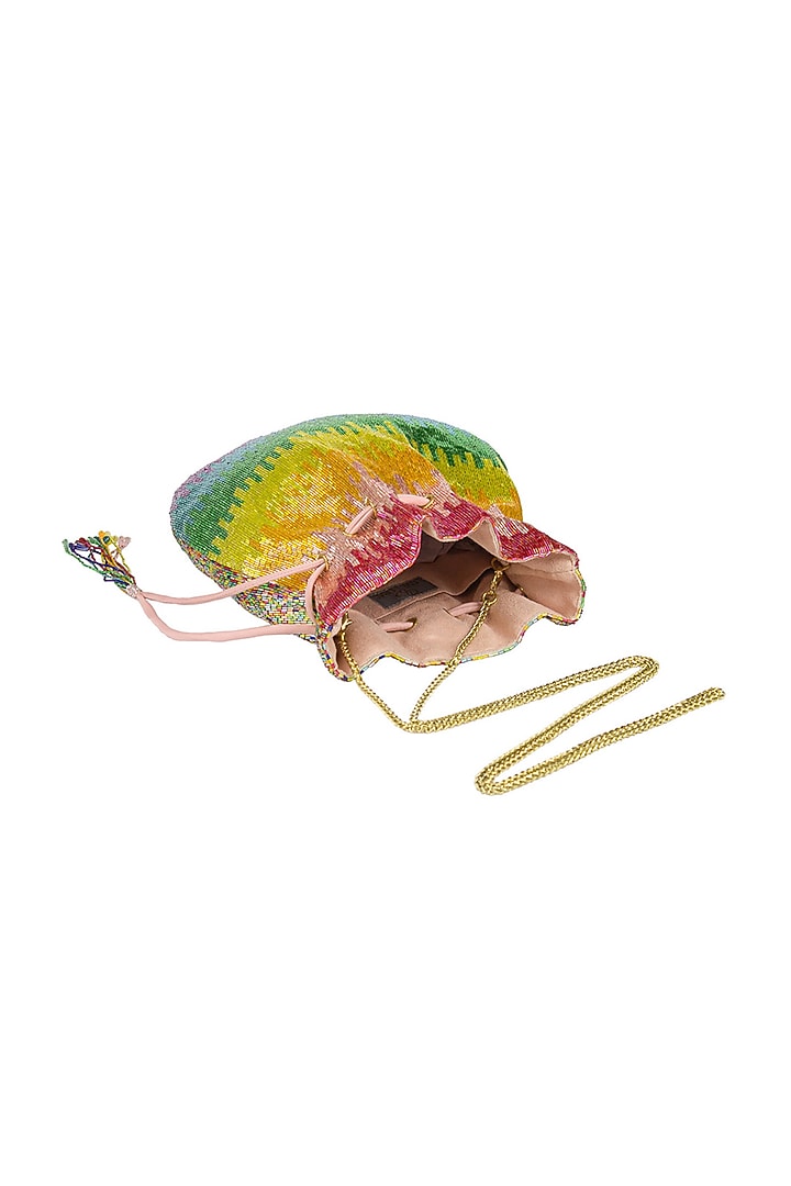 Multi-Colored Satin Hand Embroidered Potli by Lovetobag at Pernia's Pop Up Shop