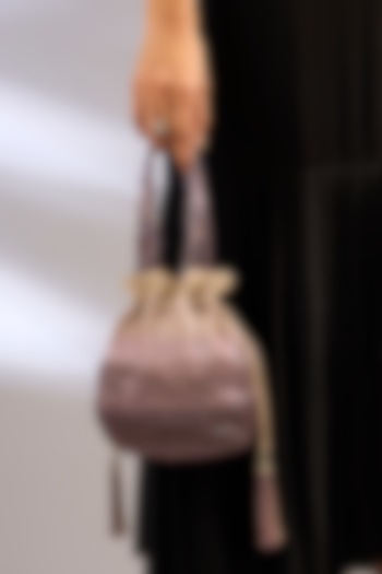 Amethyst Lavender Satin & Soft Suede Hand Embroidered Potli by Lovetobag at Pernia's Pop Up Shop