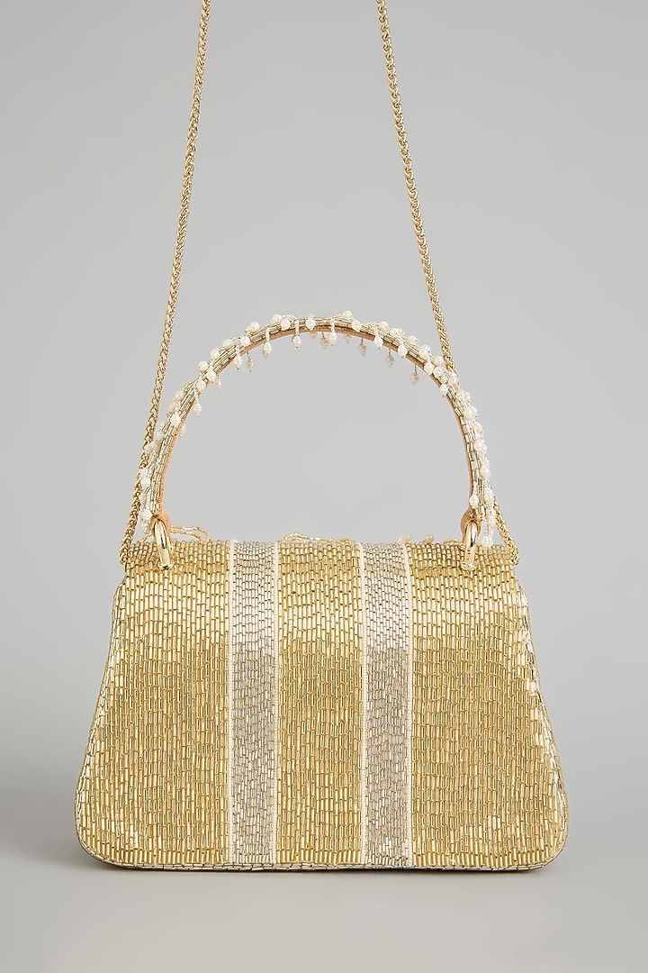 Gold Satin & Suedette Bag by Lovetobag at Pernia's Pop Up Shop