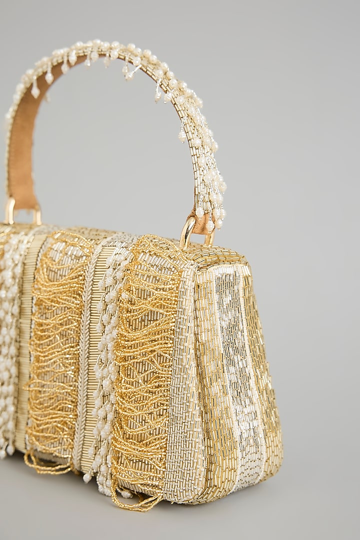 Gold Satin & Suedette Bag by Lovetobag at Pernia's Pop Up Shop