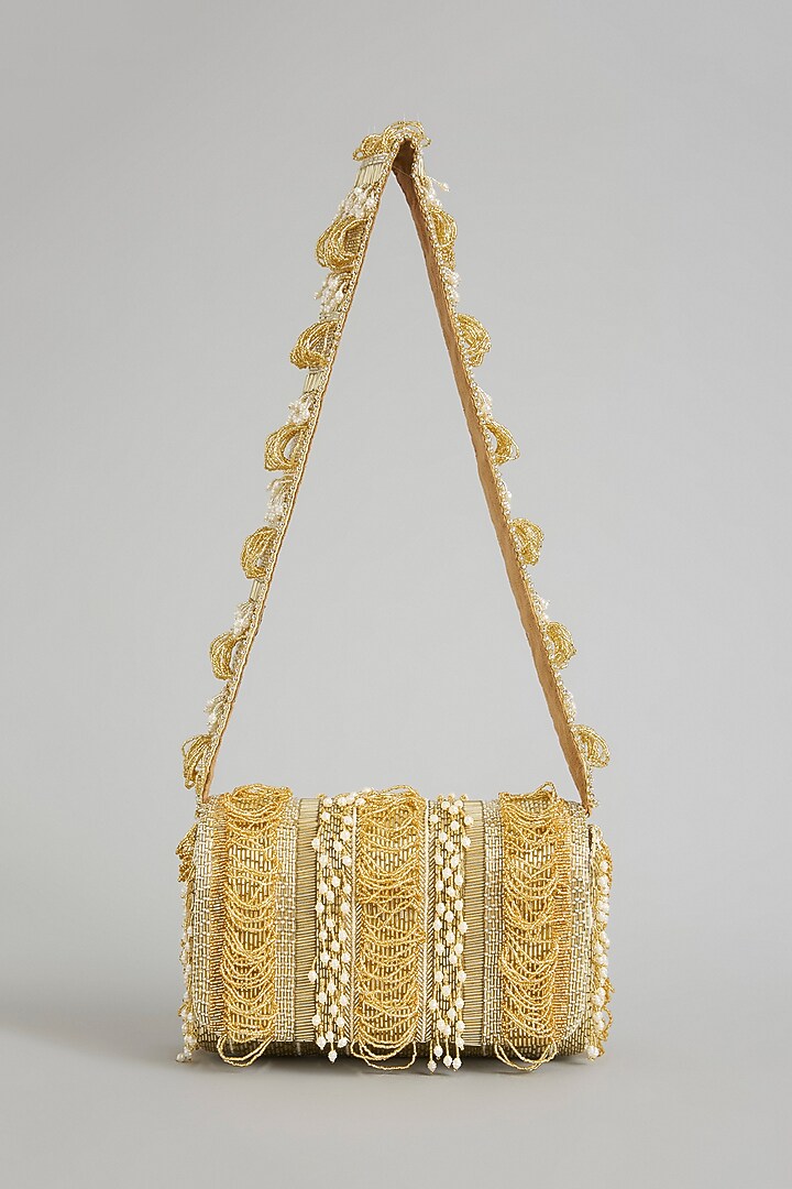 Gold Satin & Suedette Bag by Lovetobag at Pernia's Pop Up Shop