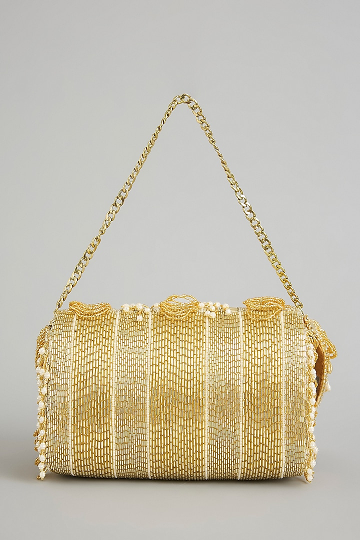 Gold Satin & Suedette Bag by Lovetobag at Pernia's Pop Up Shop