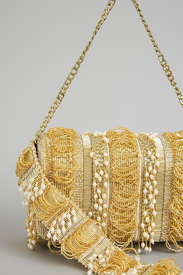 Gold Satin & Suedette Bag by Lovetobag at Pernia's Pop Up Shop