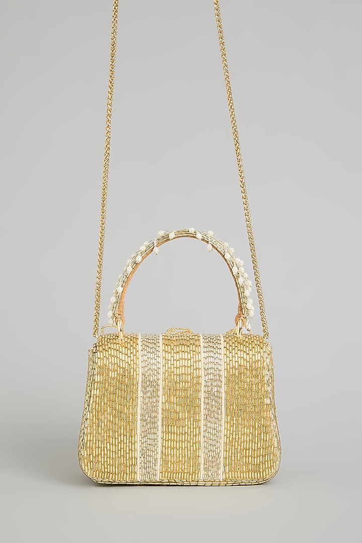 Gold Satin & Suedette Bag by Lovetobag at Pernia's Pop Up Shop