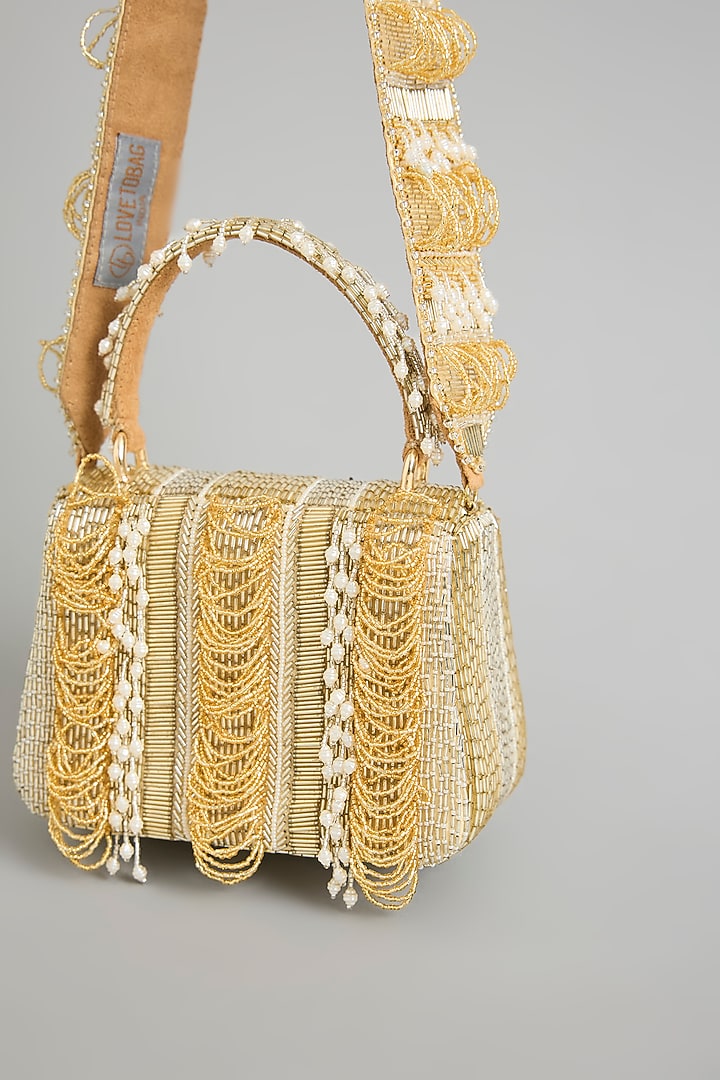 Gold Satin & Suedette Bag by Lovetobag at Pernia's Pop Up Shop