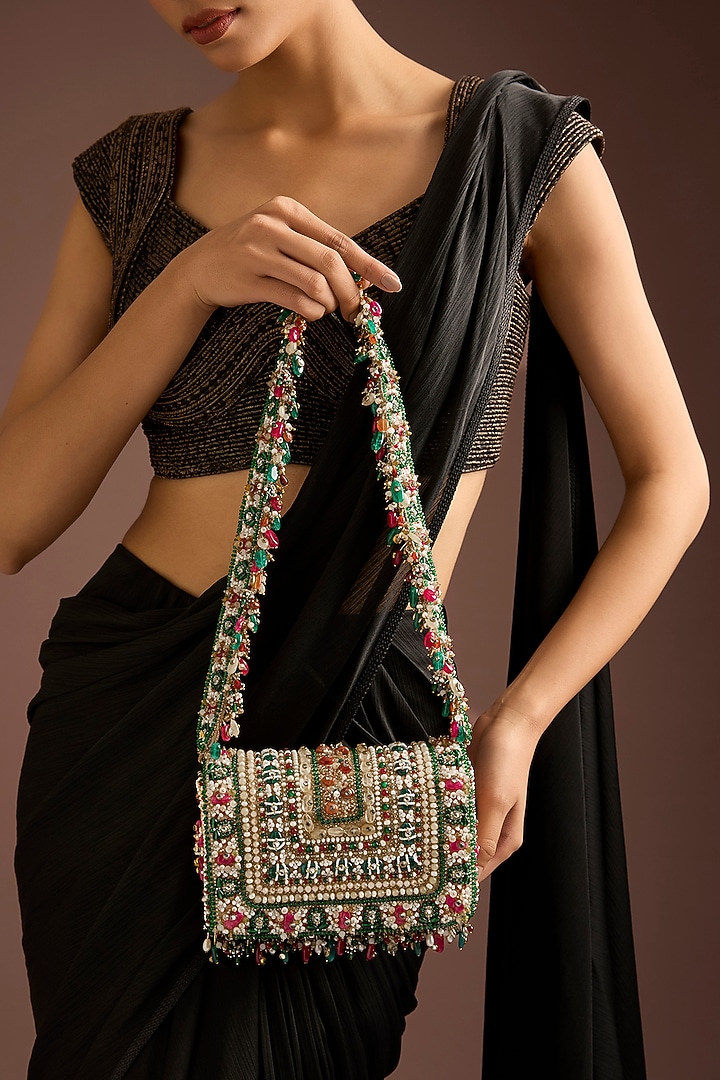 Multi-Colored Satin & Suedette Bag by Lovetobag at Pernia's Pop Up Shop