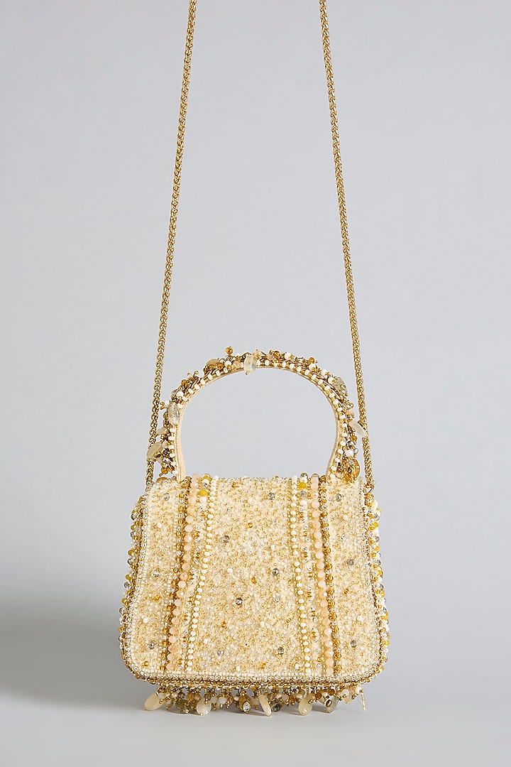 Gold Satin & Suedette Clutch by Lovetobag at Pernia's Pop Up Shop