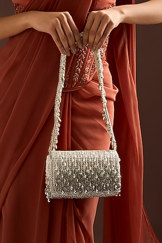 Silver Satin & Suedette Bag by Lovetobag