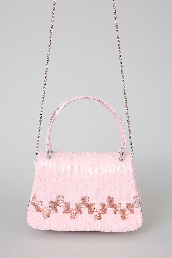 Rose Quartz Pink Satin & Suedette Clutch by Lovetobag at Pernia's Pop Up Shop