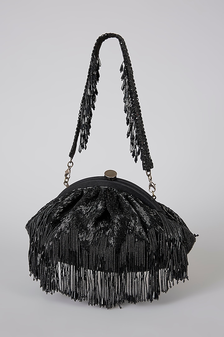 Black Satin & Suedette Clutch by Lovetobag at Pernia's Pop Up Shop