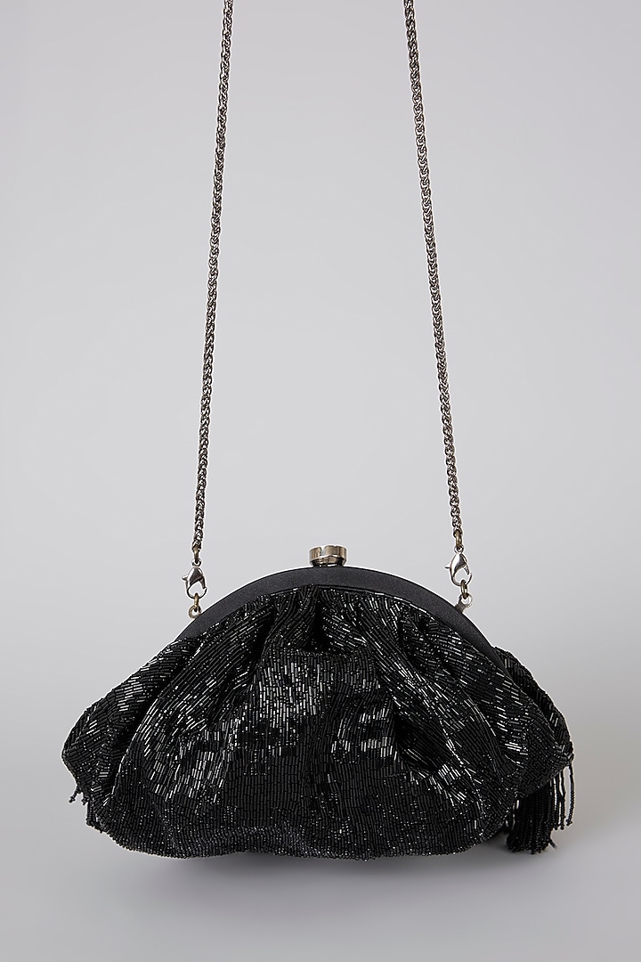Black Satin & Suedette Clutch by Lovetobag at Pernia's Pop Up Shop