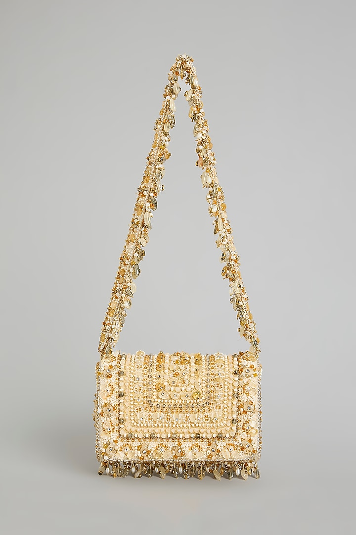 Gold Satin & Suedette Bag by Lovetobag at Pernia's Pop Up Shop