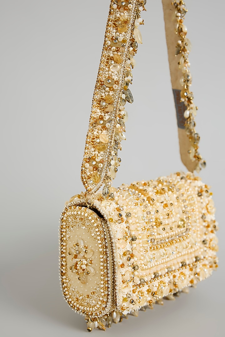 Gold Satin & Suedette Bag by Lovetobag at Pernia's Pop Up Shop