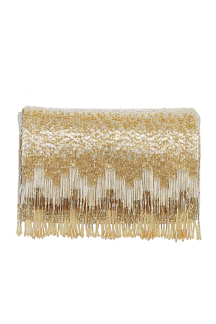 Gold Embroidered Handmade Flapover Clutch by Lovetobag