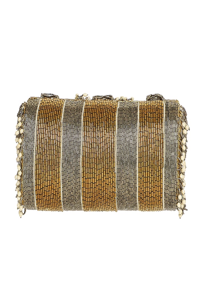 Antique Gold Embroidered Flapover Clutch by Lovetobag at Pernia's Pop Up Shop