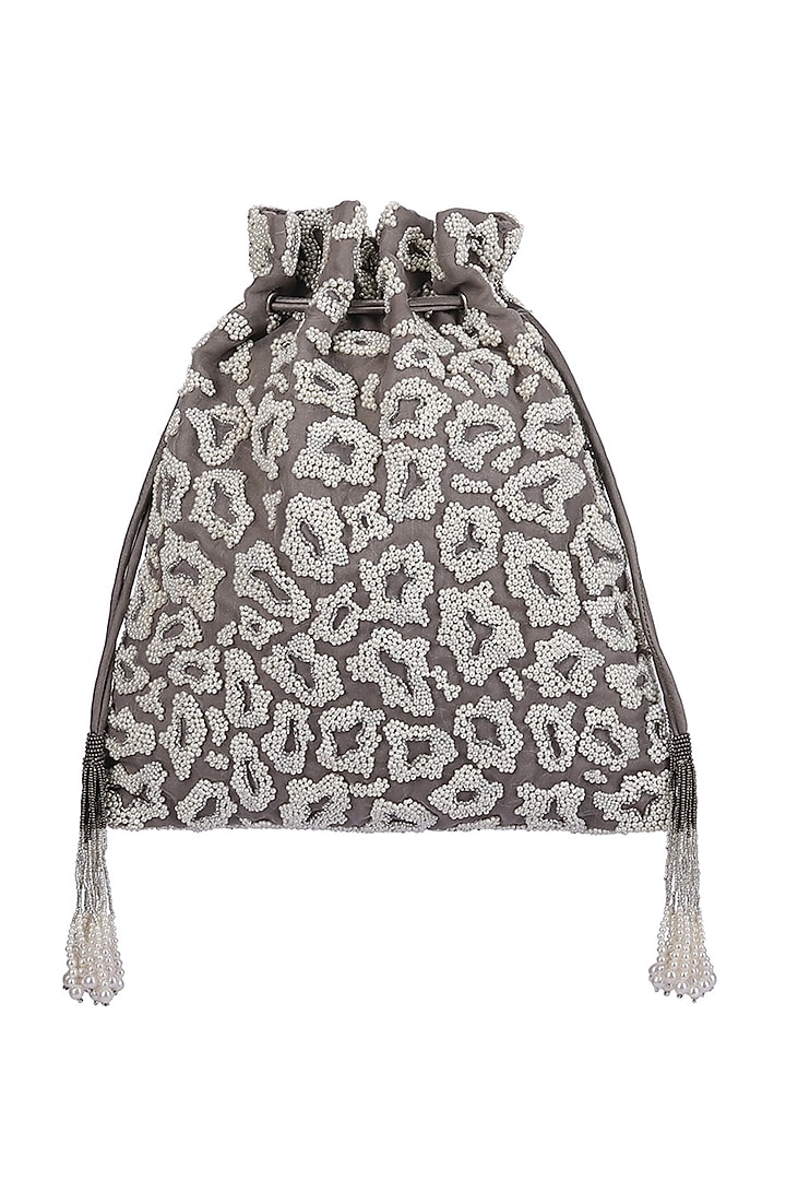 Silver Embroidered Handmade Potli by Lovetobag at Pernia's Pop Up Shop