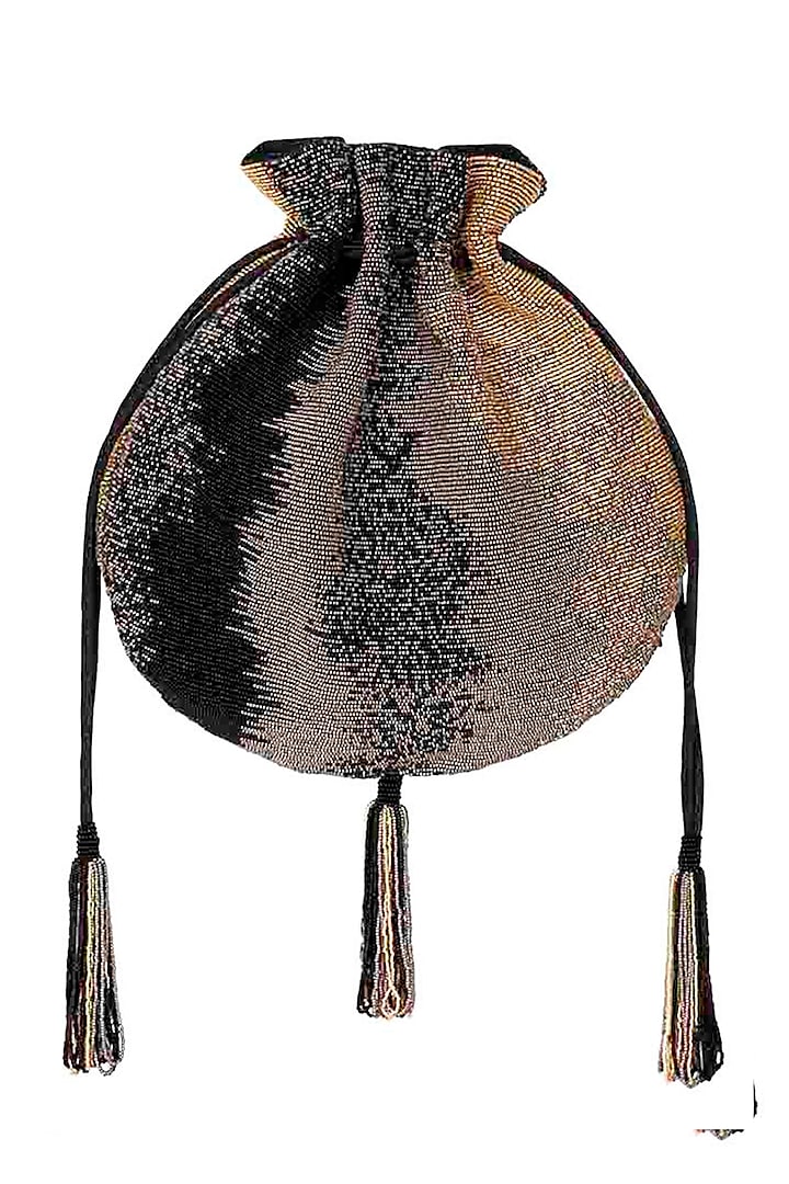 Black Beaded Embroidered Potli by Lovetobag