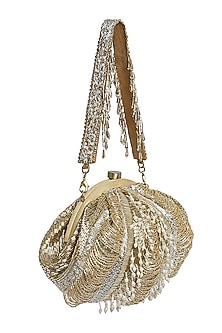 Gold Bead Embroidered Pouch With Handle by Lovetobag-POPULAR PRODUCTS AT STORE