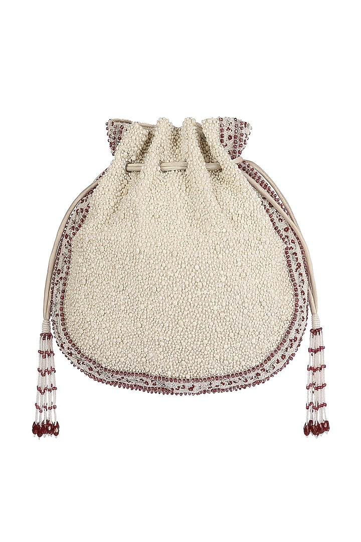 Ruby Red Embroidered Pouch With Handle by Lovetobag at Pernia's Pop Up Shop