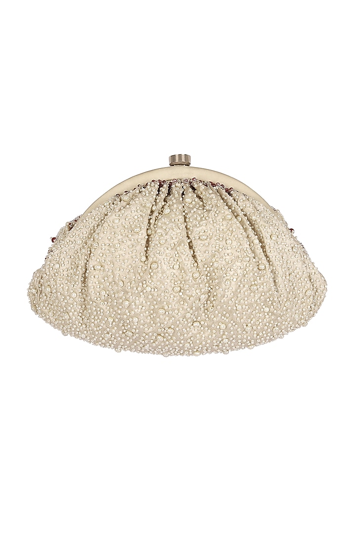Ruby Red Hand Embroidered Pouch With Handle by Lovetobag at Pernia's Pop Up Shop