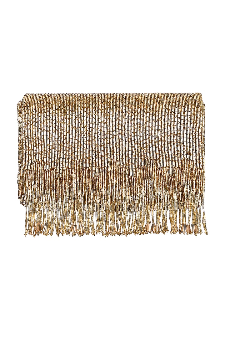 Gold Embroidered Flapover Clutch by Lovetobag at Pernia's Pop Up Shop