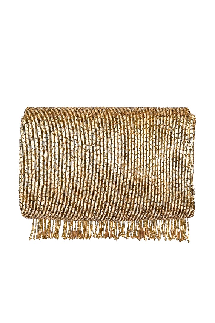 Gold Embroidered Flapover Clutch by Lovetobag at Pernia's Pop Up Shop