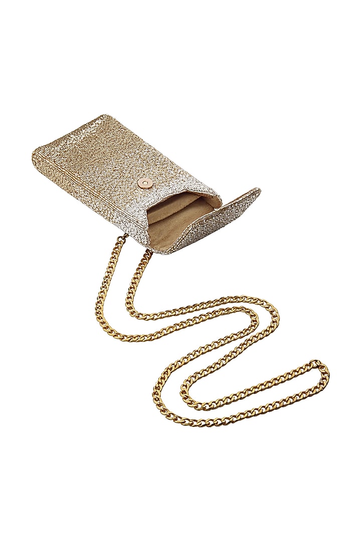 Gold Embroidered Mobile Pouch by Lovetobag at Pernia's Pop Up Shop