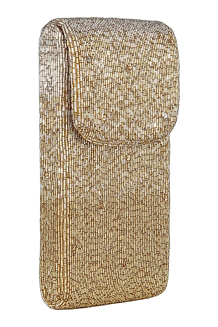 Gold Embroidered Mobile Pouch by Lovetobag at Pernia's Pop Up Shop