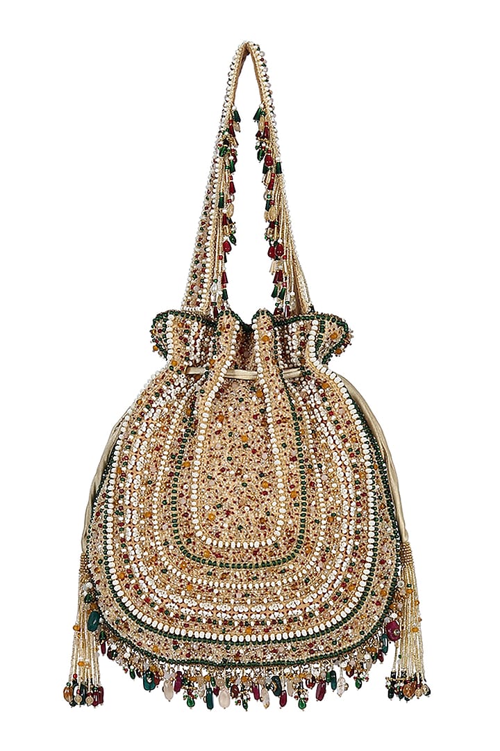 Ruby Emerald Embroidered Potli by Lovetobag at Pernia's Pop Up Shop
