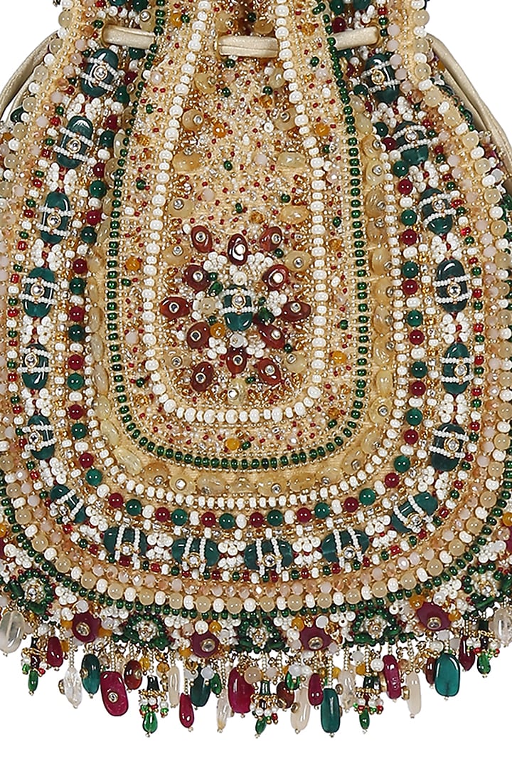 Ruby Emerald Embroidered Potli by Lovetobag at Pernia's Pop Up Shop