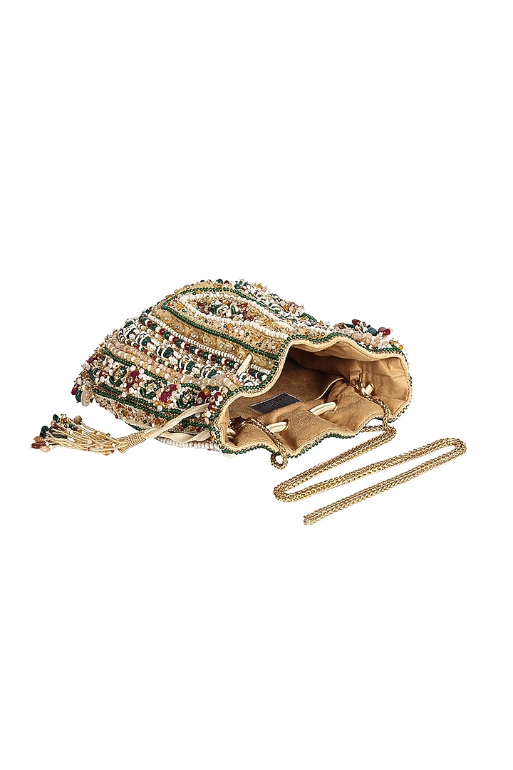 Ruby Emerald Embroidered Potli by Lovetobag at Pernia's Pop Up Shop