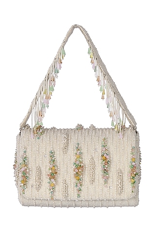 Ivory Embroidered Clutch by Lovetobag