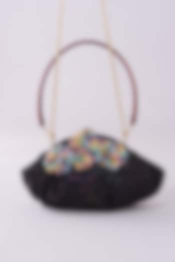 Black Organza Embroidered Clutch by Lovetobag at Pernia's Pop Up Shop