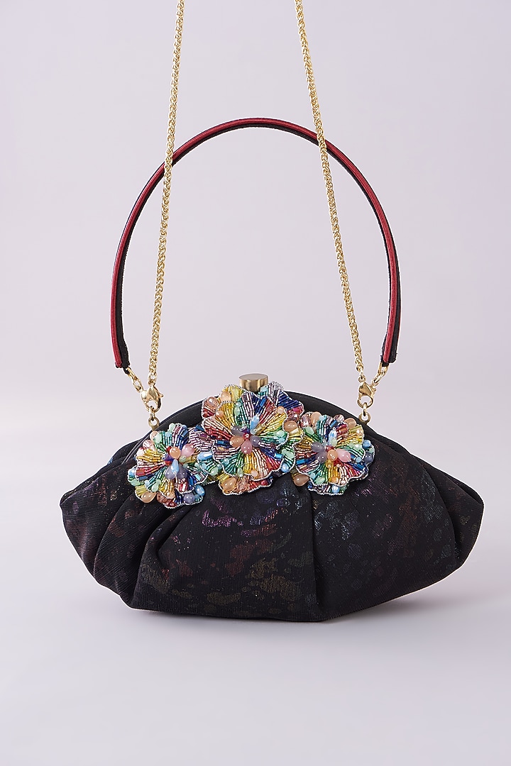 Black Organza Embroidered Clutch by Lovetobag at Pernia's Pop Up Shop