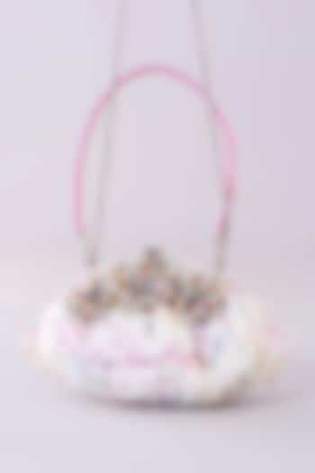 White Organza Embroidered Clutch by Lovetobag at Pernia's Pop Up Shop