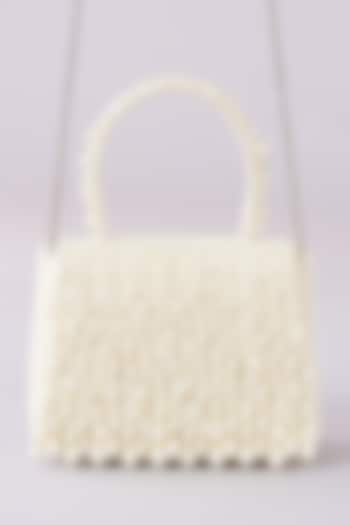 Pristine Ivory Satin Hand Embroidered Clutch by Lovetobag at Pernia's Pop Up Shop