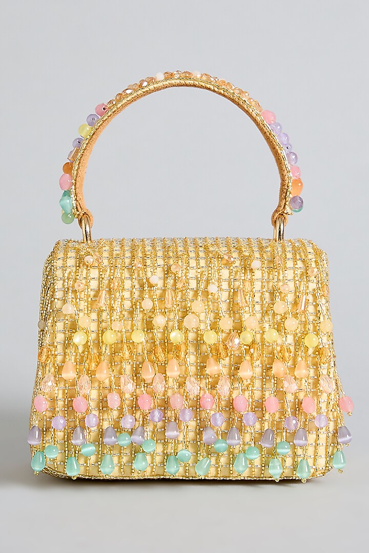 Pastel & Multi-Colored Satin Hand Embroidered Mini Bag by Lovetobag at Pernia's Pop Up Shop