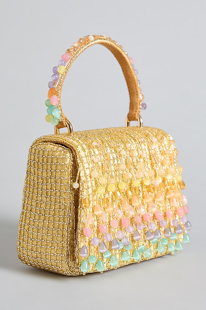 Pastel & Multi-Colored Satin Hand Embroidered Mini Bag by Lovetobag at Pernia's Pop Up Shop