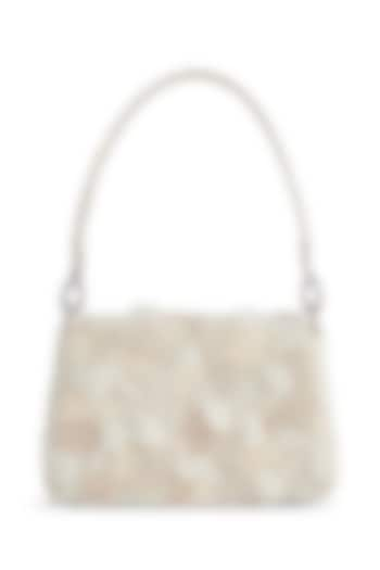 Pristine Ivory Satin Pearl & Crystal Embellished Hand Bag by Lovetobag at Pernia's Pop Up Shop