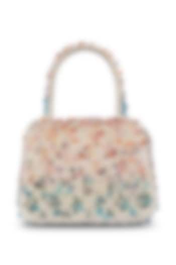 Multi-Colored Satin Pearl & Semi-Precious Stone Work Trapezium Bag by Lovetobag at Pernia's Pop Up Shop