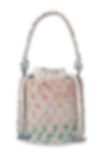 Multi-Colored Ombre Satin Pearl Embellished Bucket Bag by Lovetobag at Pernia's Pop Up Shop