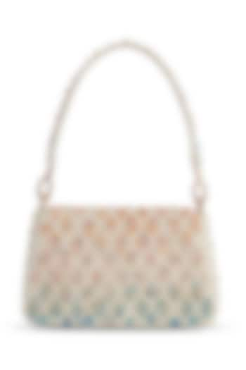 Multi-Colored Satin Pearl & Semi-Precious Stone Work Trapezium Bag by Lovetobag at Pernia's Pop Up Shop