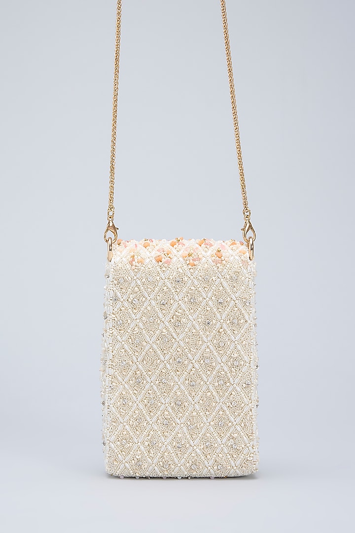 Multi-Colored Satin Pearl Embellished Long Trapezium Bag by Lovetobag at Pernia's Pop Up Shop