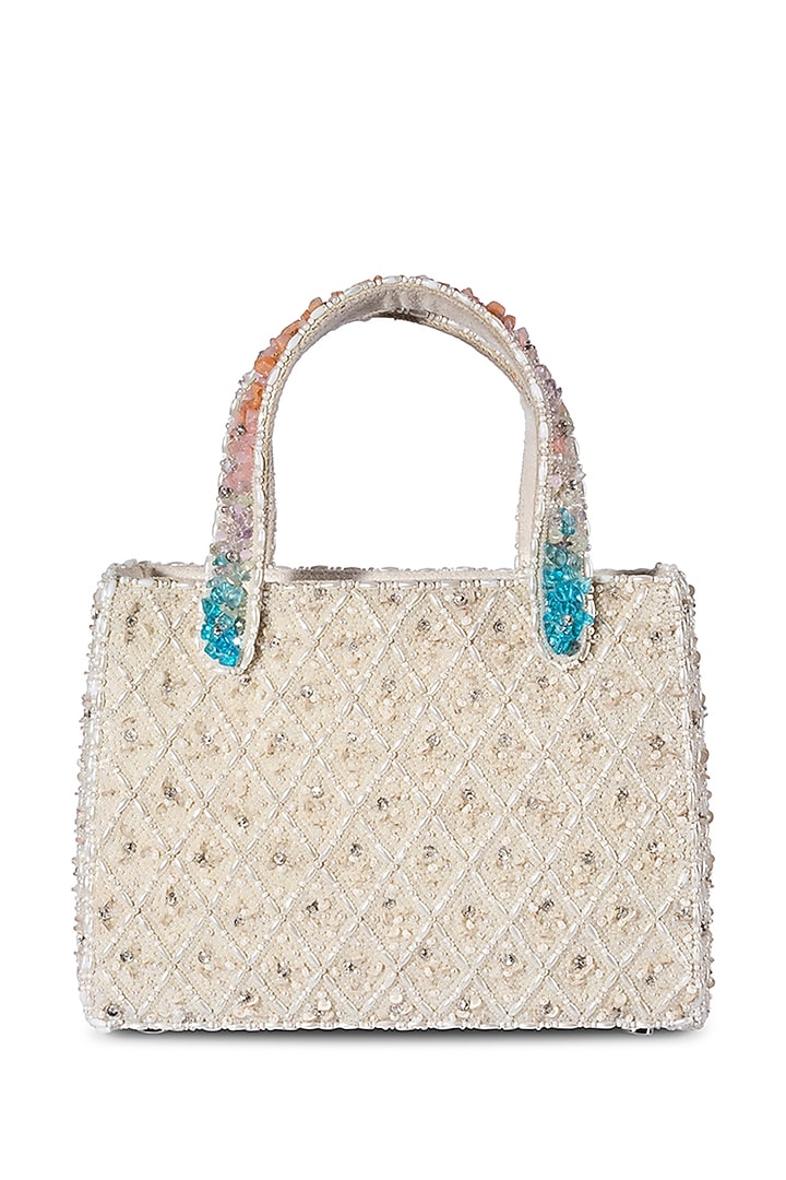 Multi-Colored Ombre Satin Pearl Embellished Bucket Bag by Lovetobag at Pernia's Pop Up Shop