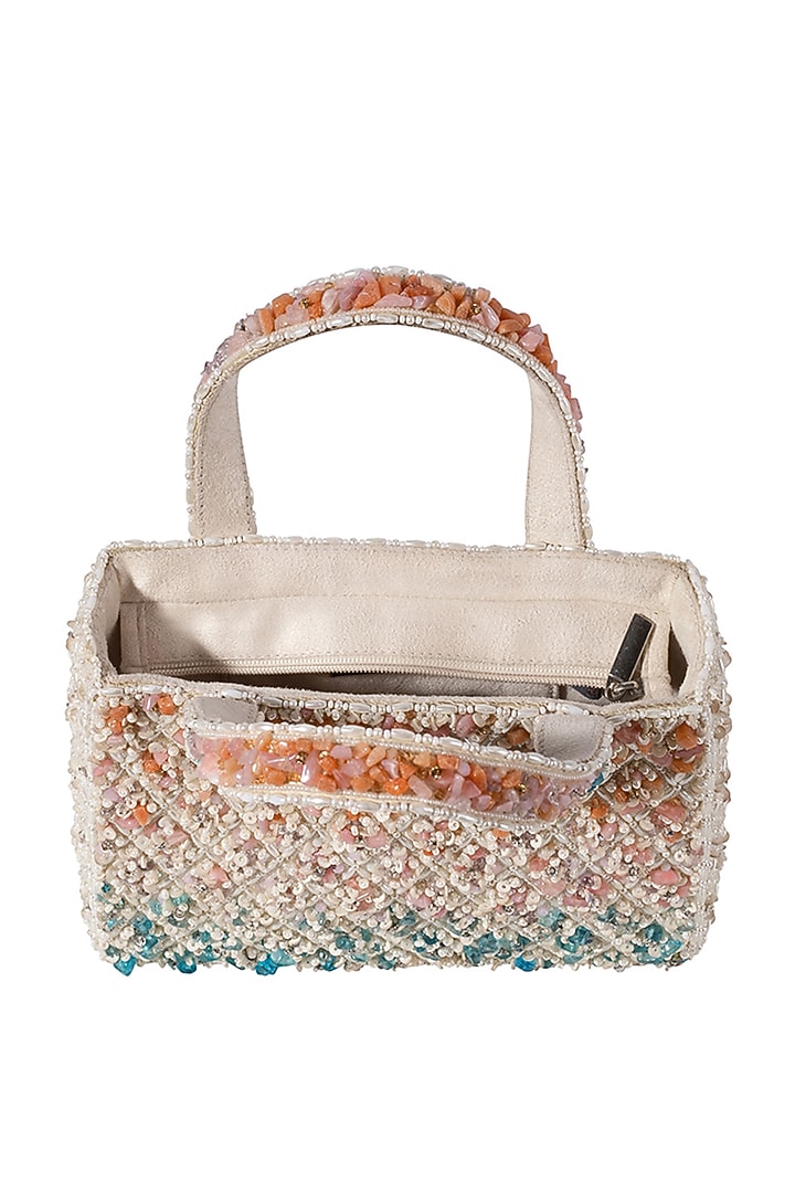 Multi-Colored Ombre Satin Pearl Embellished Bucket Bag by Lovetobag at Pernia's Pop Up Shop