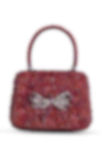 Ruby Red Satin Zircon Embellished Mini Bag by Lovetobag at Pernia's Pop Up Shop