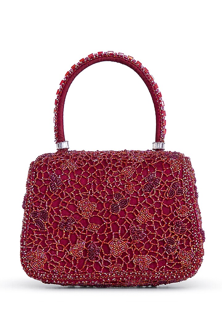 Ruby Red Satin Zircon Embellished Mini Bag by Lovetobag at Pernia's Pop Up Shop