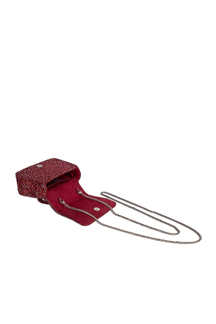 Ruby Red Satin Zircon Embellished Mini Bag by Lovetobag at Pernia's Pop Up Shop