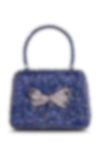 Topaz Blue Satin Zircon Embellished Mini Bag by Lovetobag at Pernia's Pop Up Shop