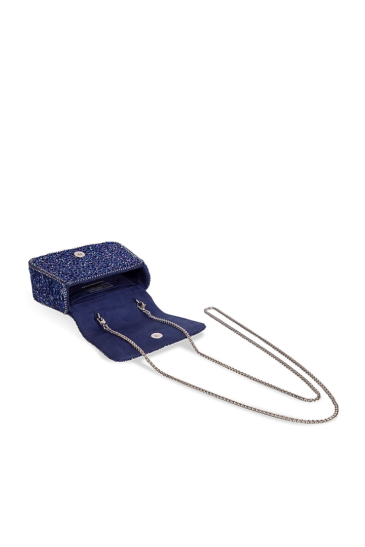 Topaz Blue Satin Zircon Embellished Mini Bag by Lovetobag at Pernia's Pop Up Shop